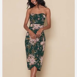 Lulu's Green Floral Midi Dress